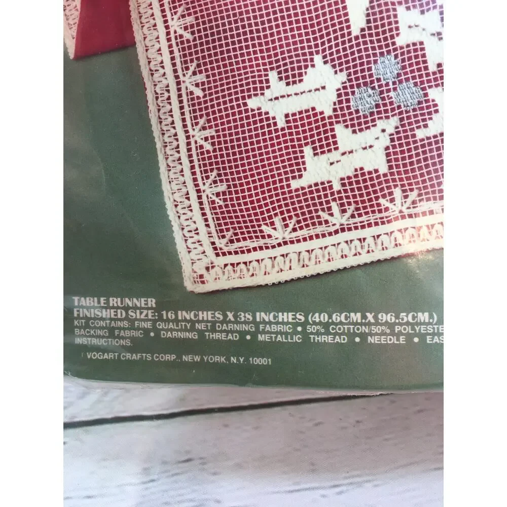 2 Unopened Vogart Crafts Christmas Net Darning Kits Placemats & Table Runner